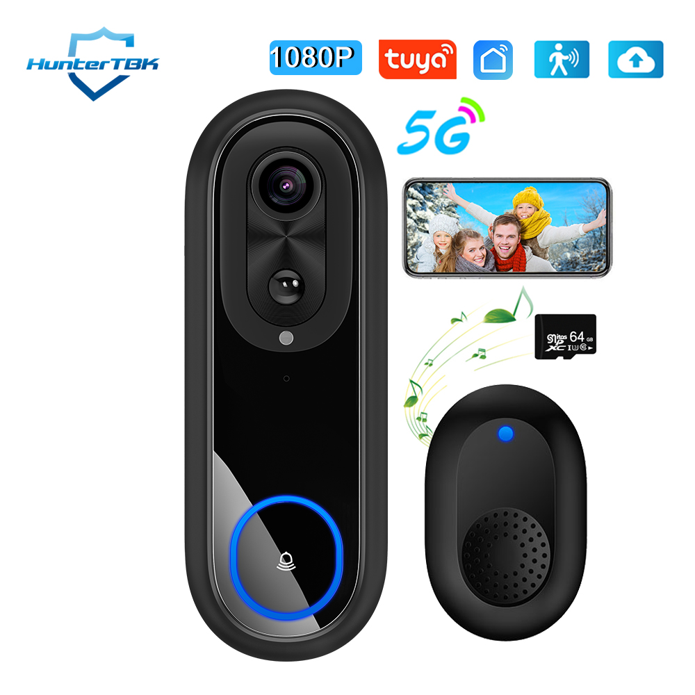 Smart Doorbell Wired - Sonnette vidéo WiFi 5G 2.4G, 1080P,