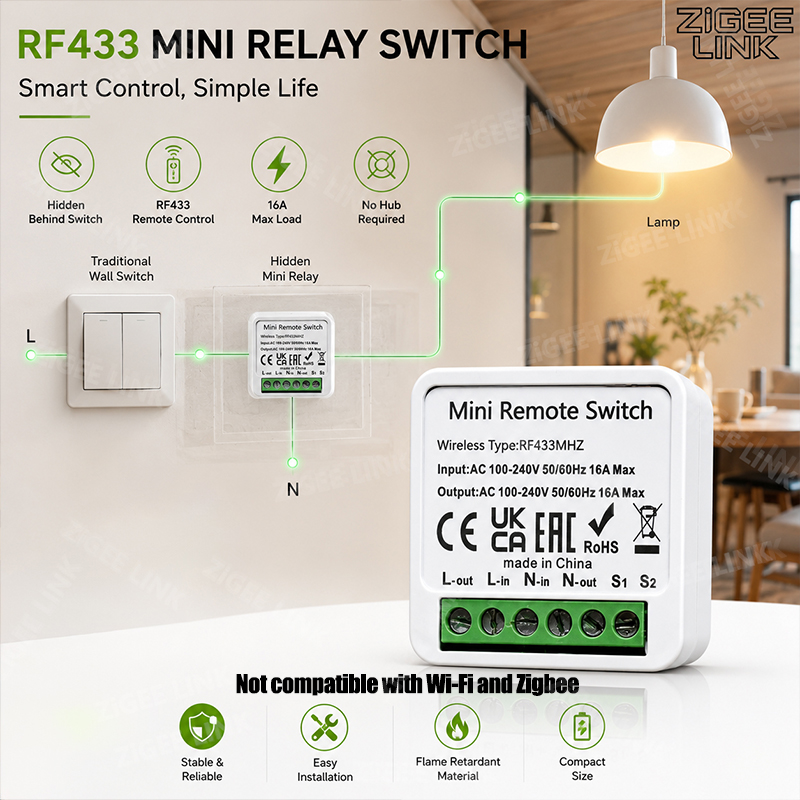 Home Automation Systems Diy - Mini récepteur de relais intelligent RF433MHz