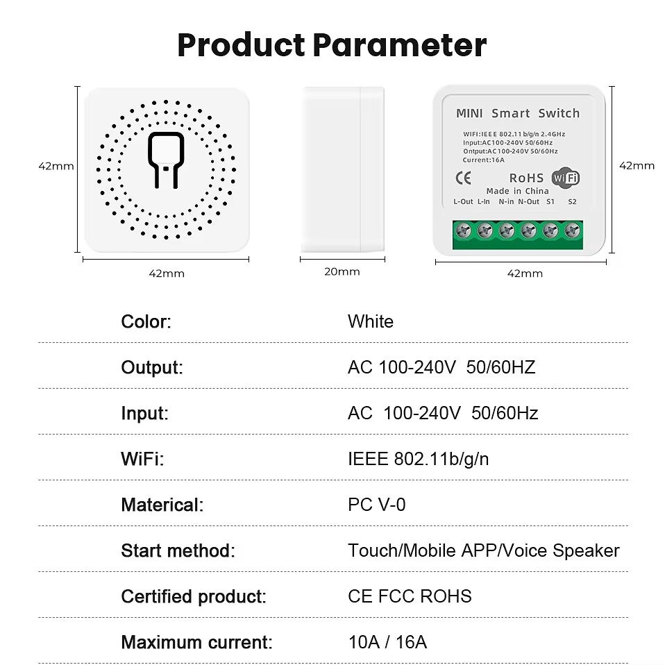 Mini interrupteur WiFi 16A, ap - Home Automation Technology avis et prix
